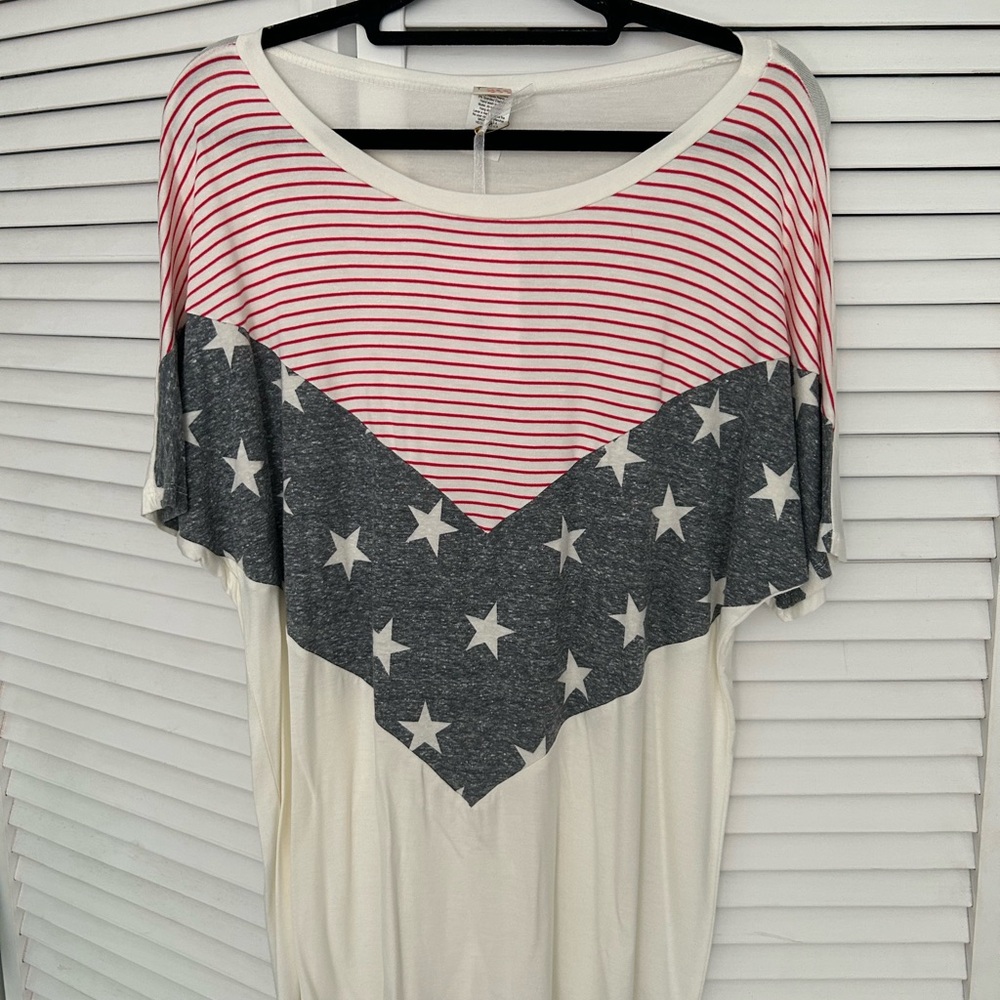 Striped and Star Patterned Women's Top